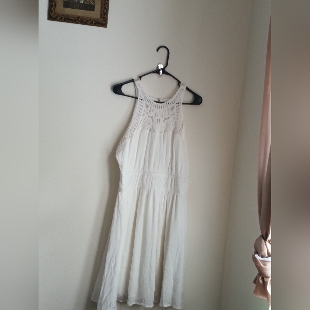 Maurices Dress Women Large White Sleeveless Crochet Academia Graduation Party